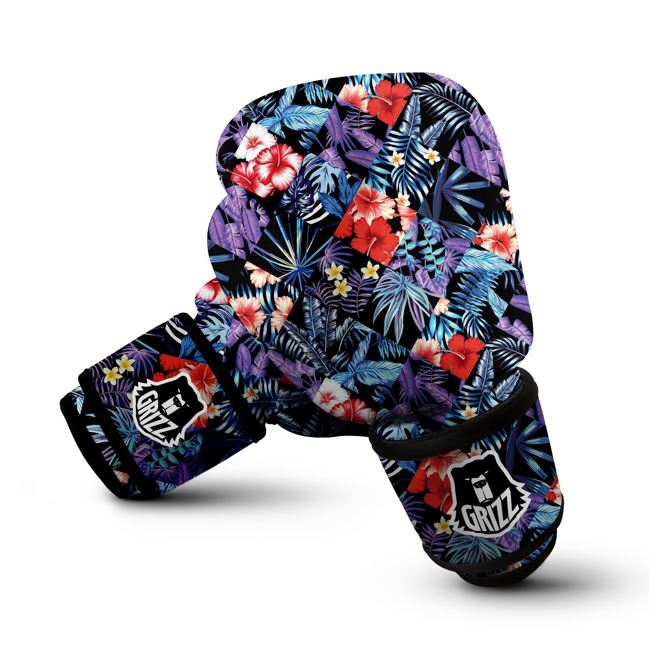 Patchwork Tropical Watercolor Print Pattern Boxing Gloves-grizzshop