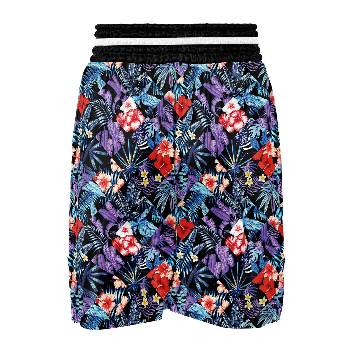 Patchwork Tropical Watercolor Print Pattern Boxing Shorts-grizzshop