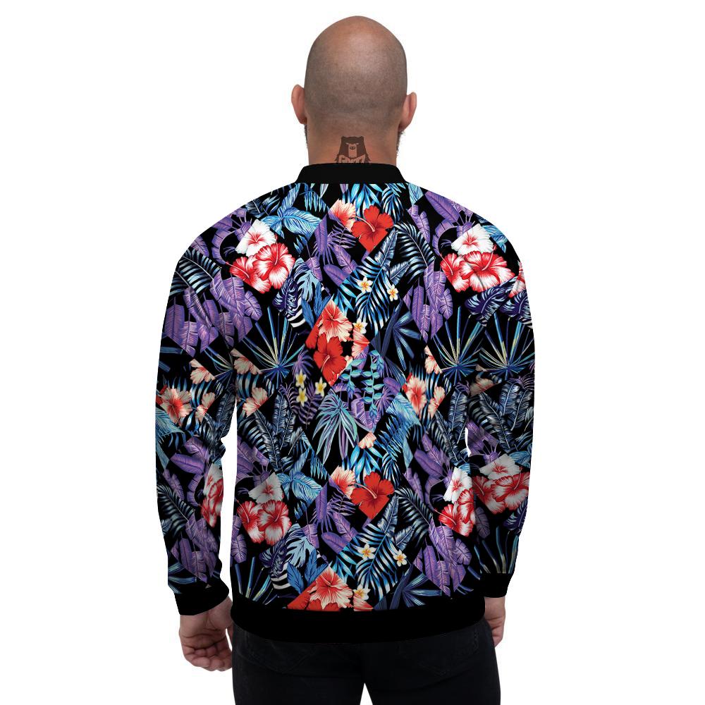 Patchwork Tropical Watercolor Print Pattern Men's Bomber Jacket-grizzshop