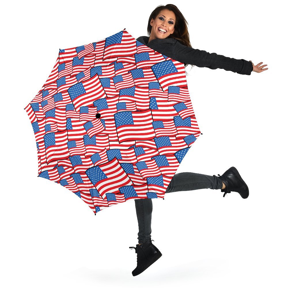Patriot Pattern Print Automatic Foldable Umbrella-grizzshop