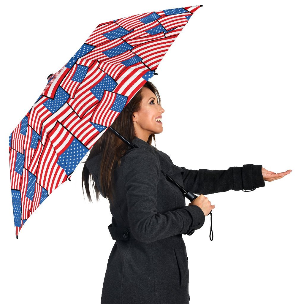 Patriot Pattern Print Automatic Foldable Umbrella-grizzshop