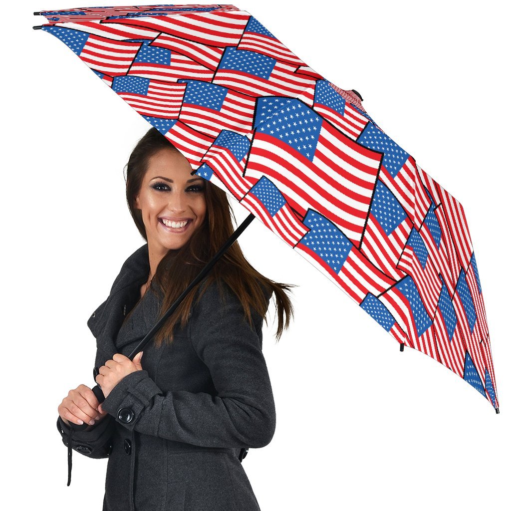 Patriot Pattern Print Automatic Foldable Umbrella-grizzshop