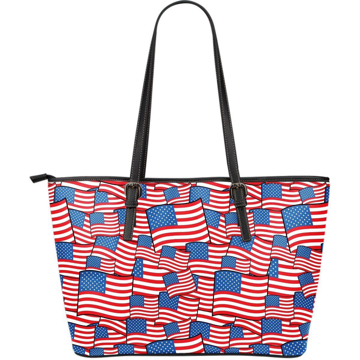 Patriot Pattern Print Leather Tote Bag-grizzshop