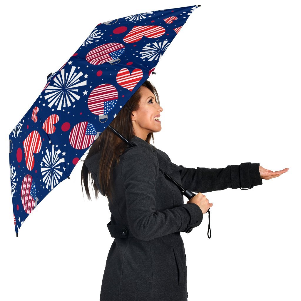 Patriot Print Pattern Automatic Foldable Umbrella-grizzshop