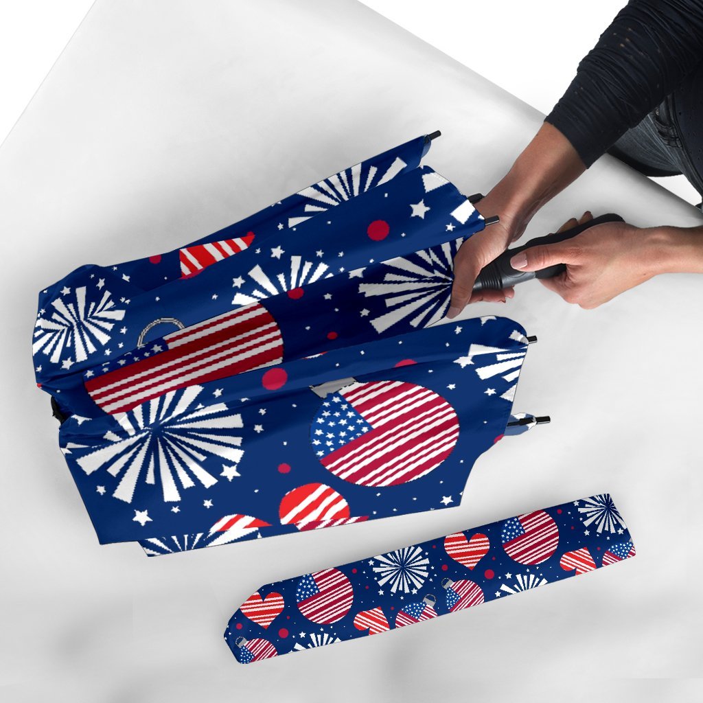 Patriot Print Pattern Automatic Foldable Umbrella-grizzshop