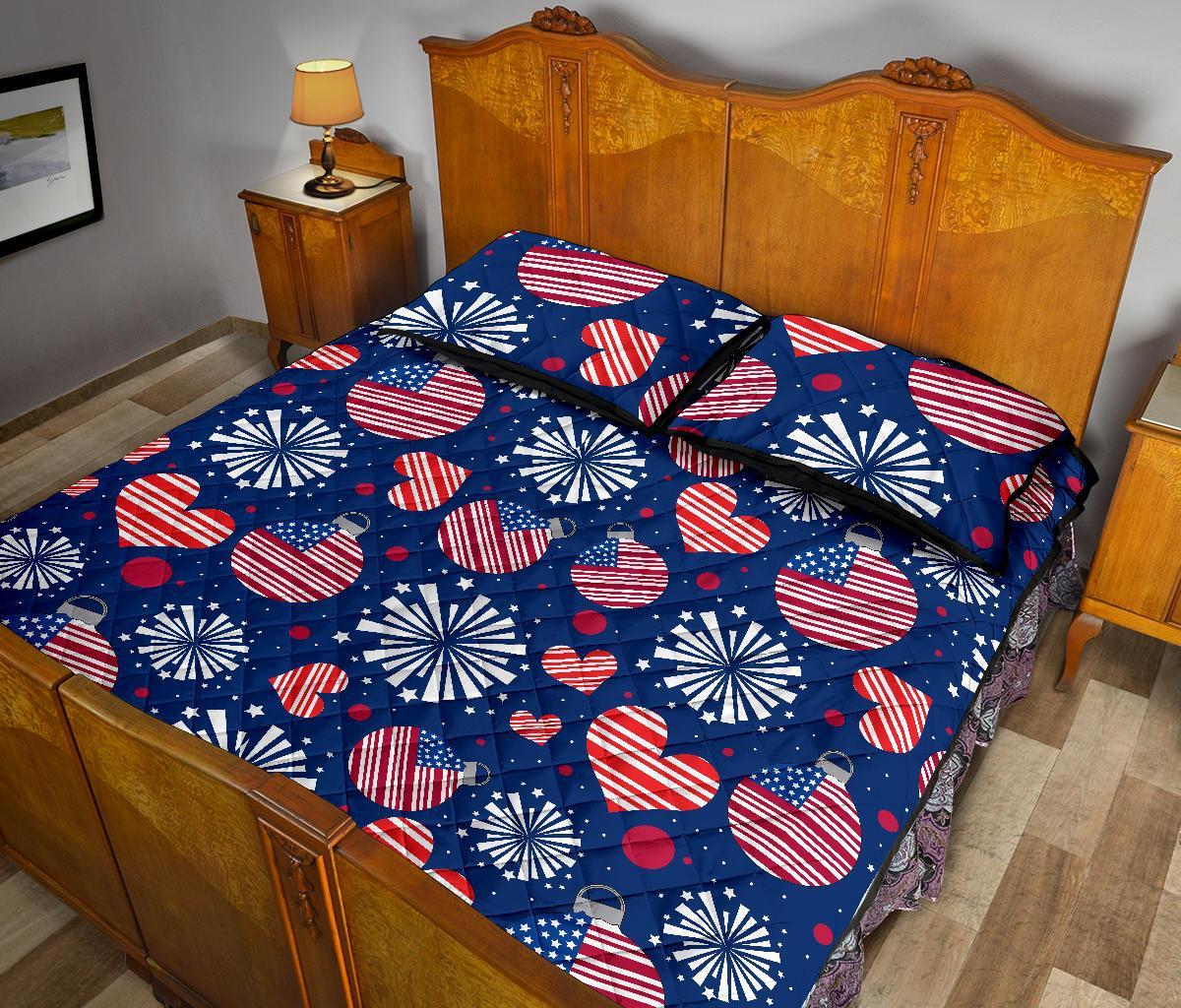 Patriot Print Pattern Bed Set Quilt-grizzshop