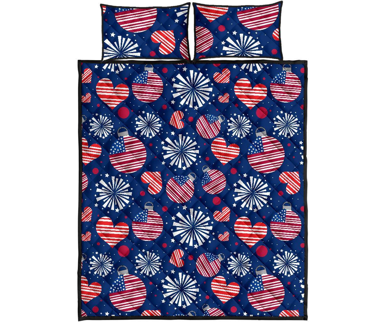 Patriot Print Pattern Bed Set Quilt-grizzshop