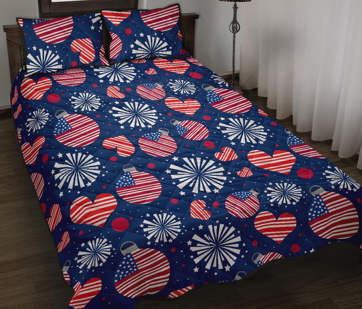 Patriot Print Pattern Bed Set Quilt-grizzshop