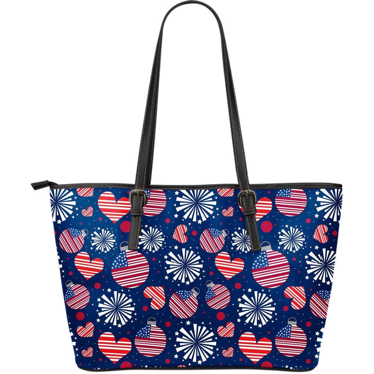 Patriot Print Pattern Leather Tote Bag-grizzshop