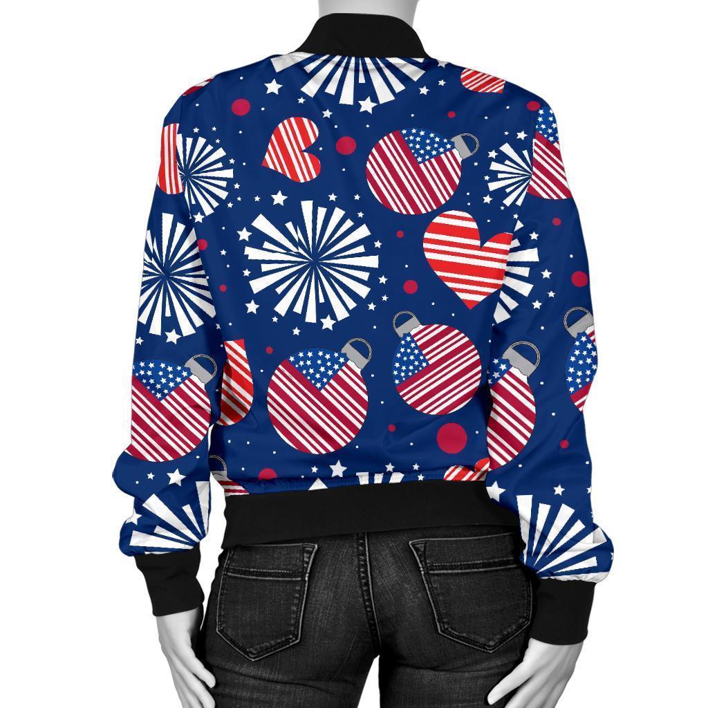 Patriot Print Pattern Women Casual Bomber Jacket-grizzshop