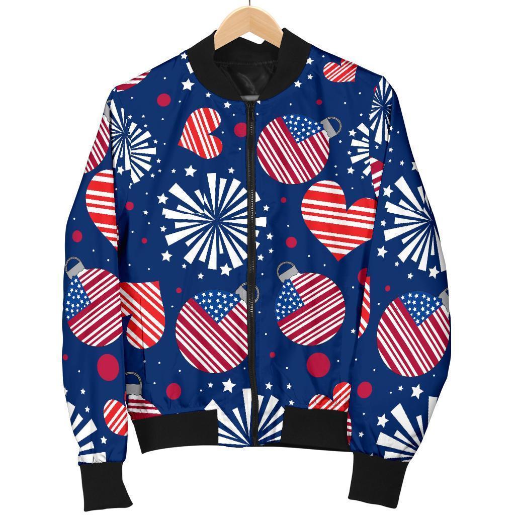Patriot Print Pattern Women Casual Bomber Jacket-grizzshop