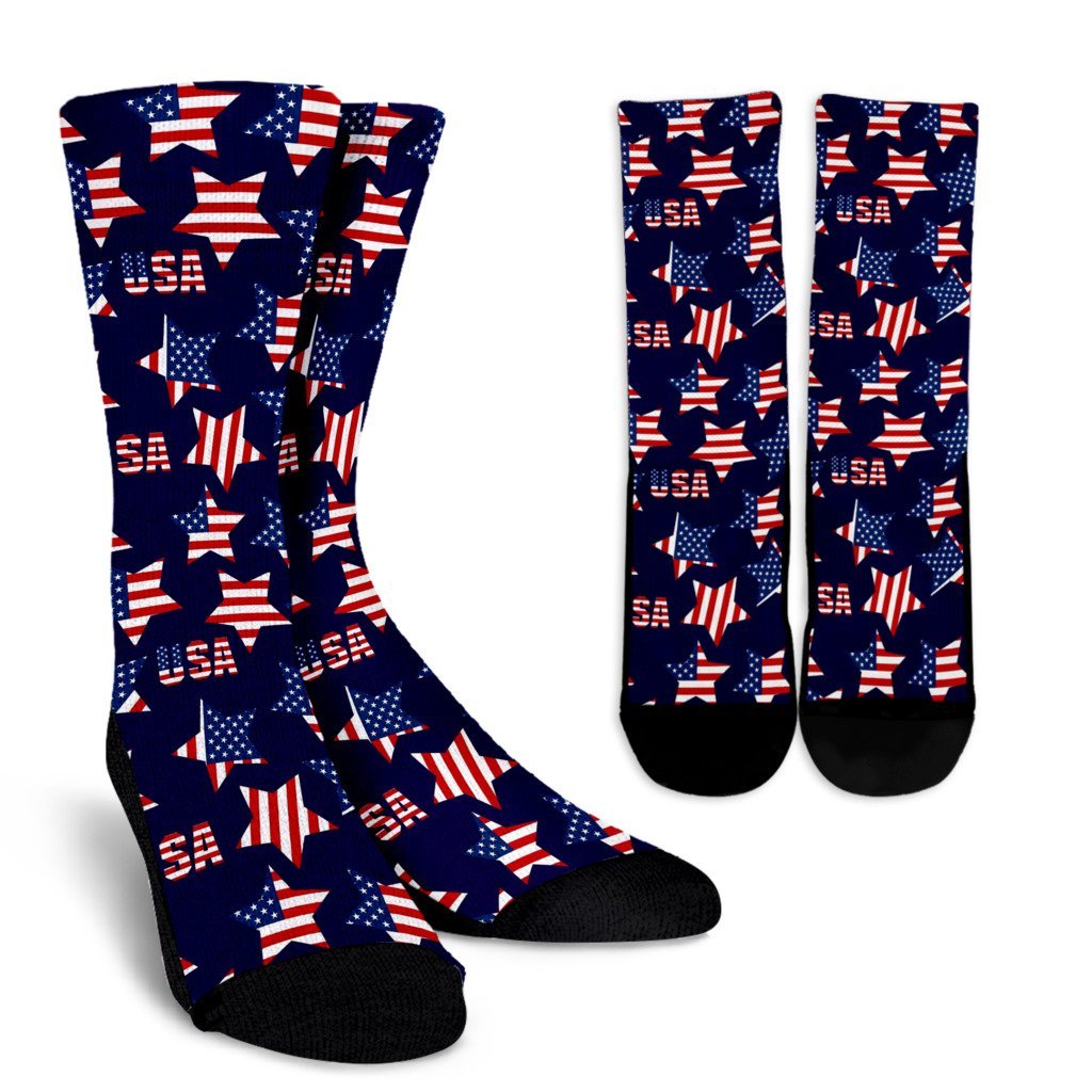 Patriot Usa Pattern Print Unisex Crew Socks-grizzshop