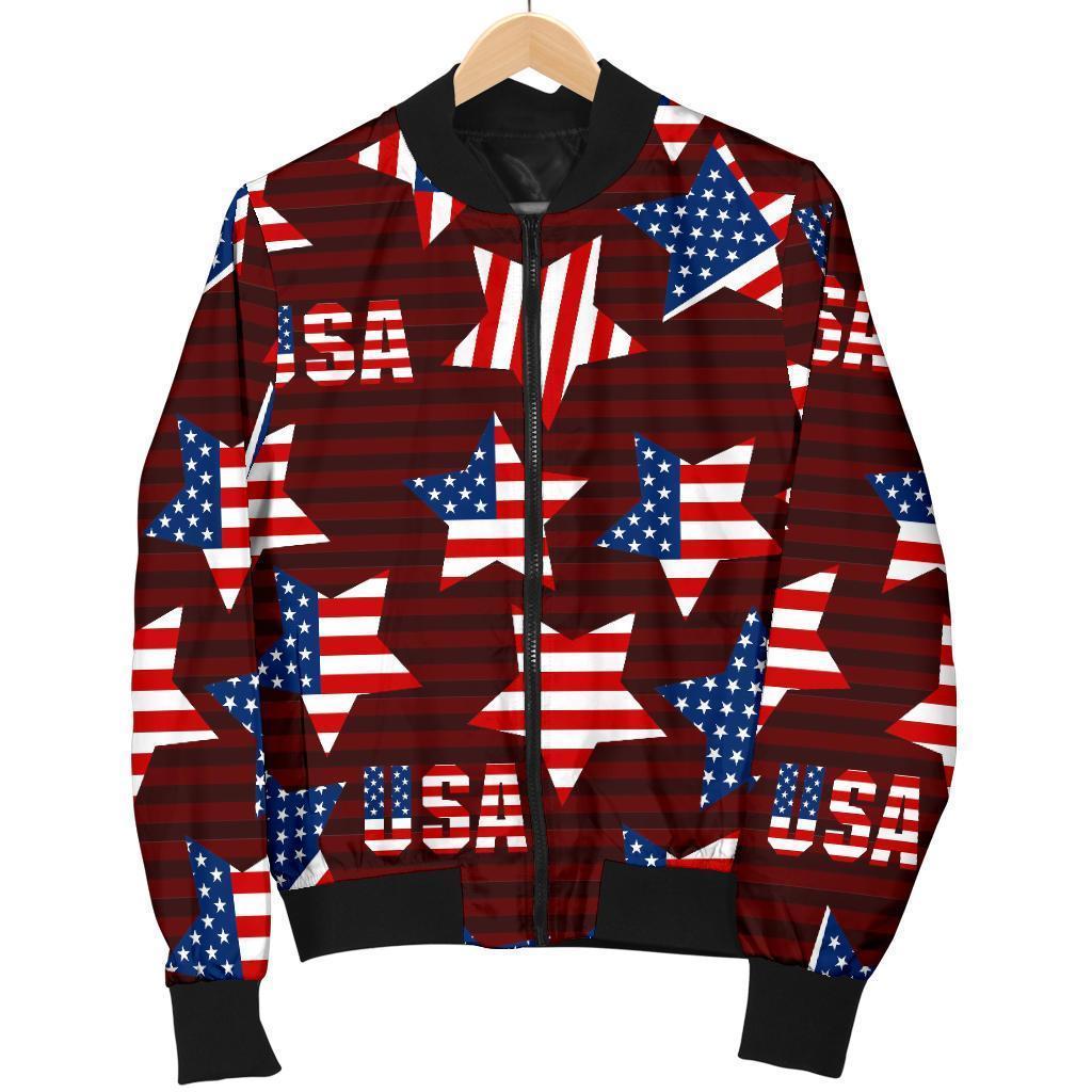 Patriot Usa Print Pattern Women Casual Bomber Jacket-grizzshop