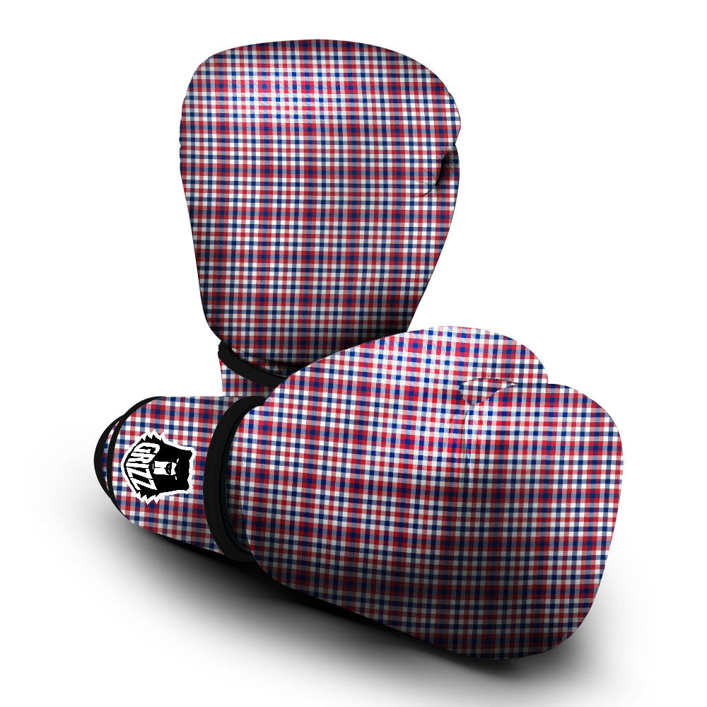 Patriotic Plaid American Print Boxing Gloves-grizzshop