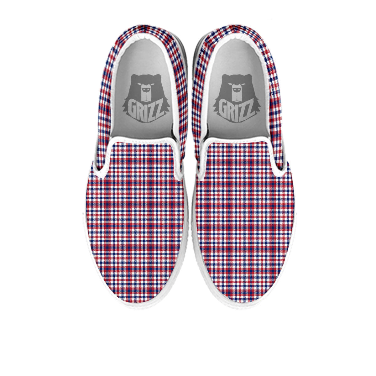 Patriotic Plaid American Print White Slip On Shoes-grizzshop