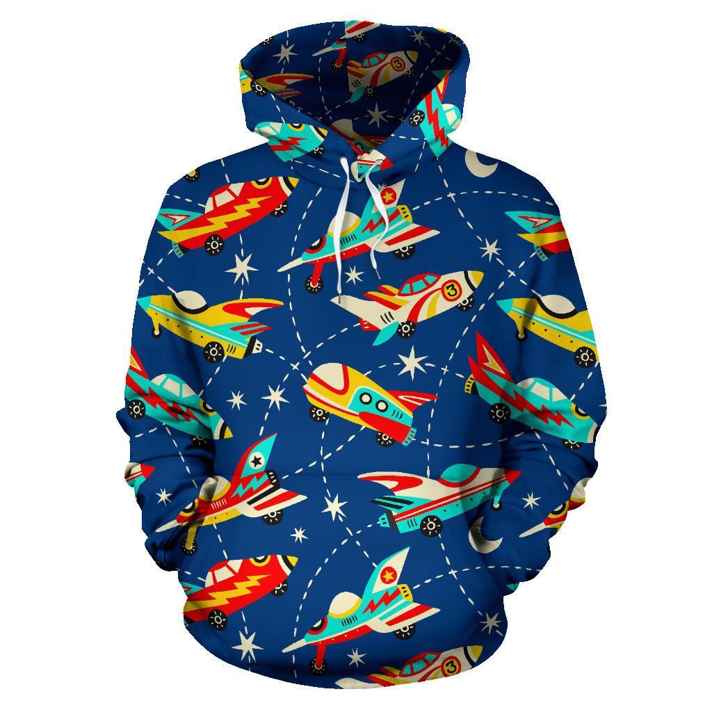 Pattern Airplane Print Men Women Pullover Hoodie-grizzshop