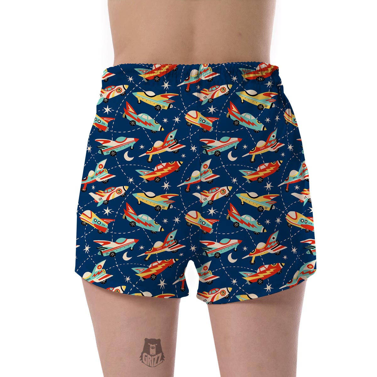 Pattern Airplane Print Women's Shorts-grizzshop