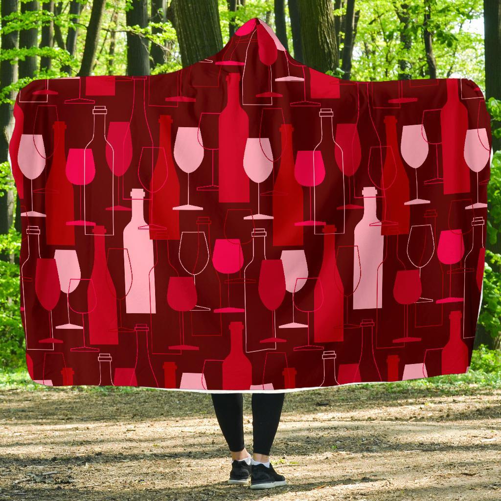 Pattern Champagne Print Hooded Blanket-grizzshop