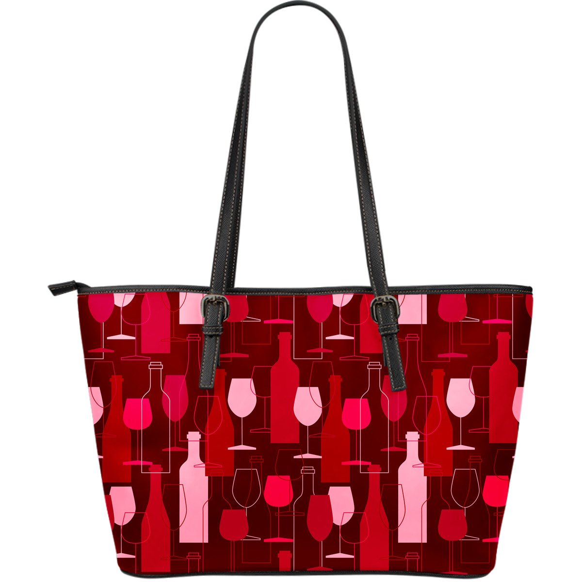 Pattern Champagne Print Leather Tote Bag-grizzshop