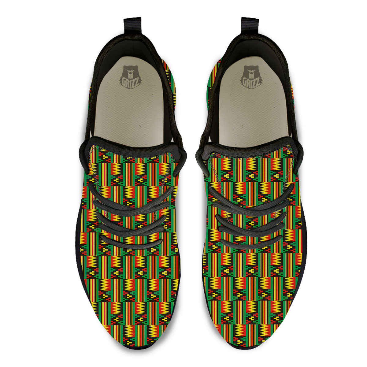 Pattern Kente Print Black Athletic Shoes-grizzshop