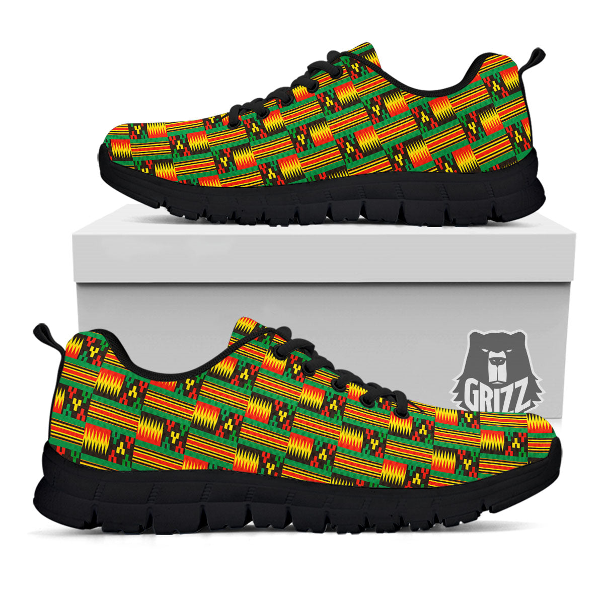 Pattern Kente Print Black Sneaker-grizzshop