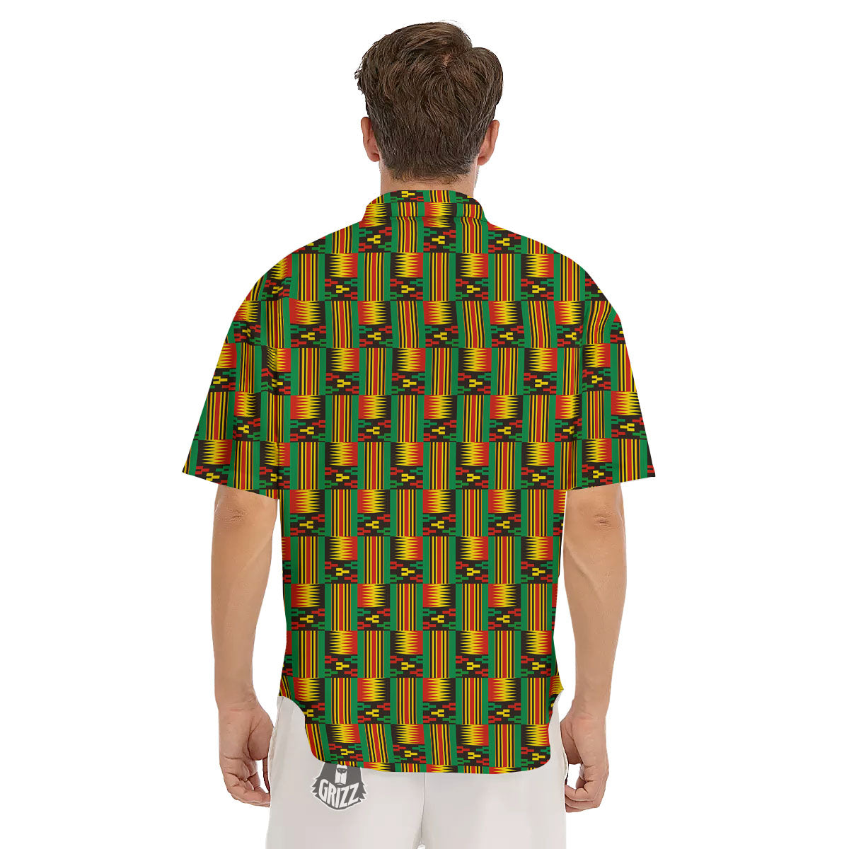 Pattern Kente Print Men's Short Sleeve Shirts-grizzshop