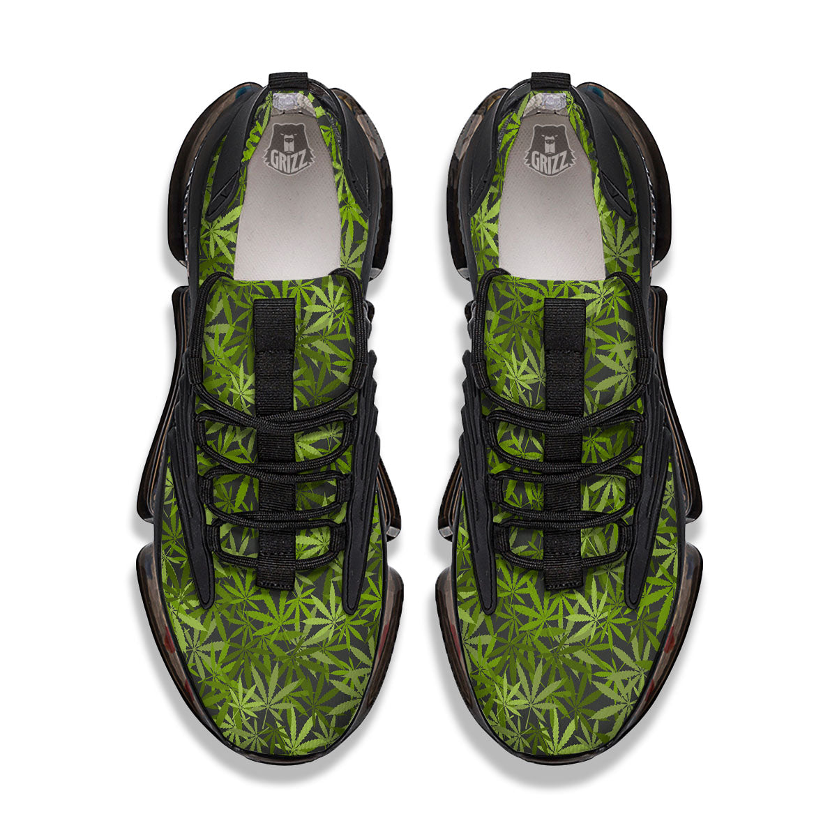 Pattern Leaf Marijuana Print Black Gym Shoes-grizzshop