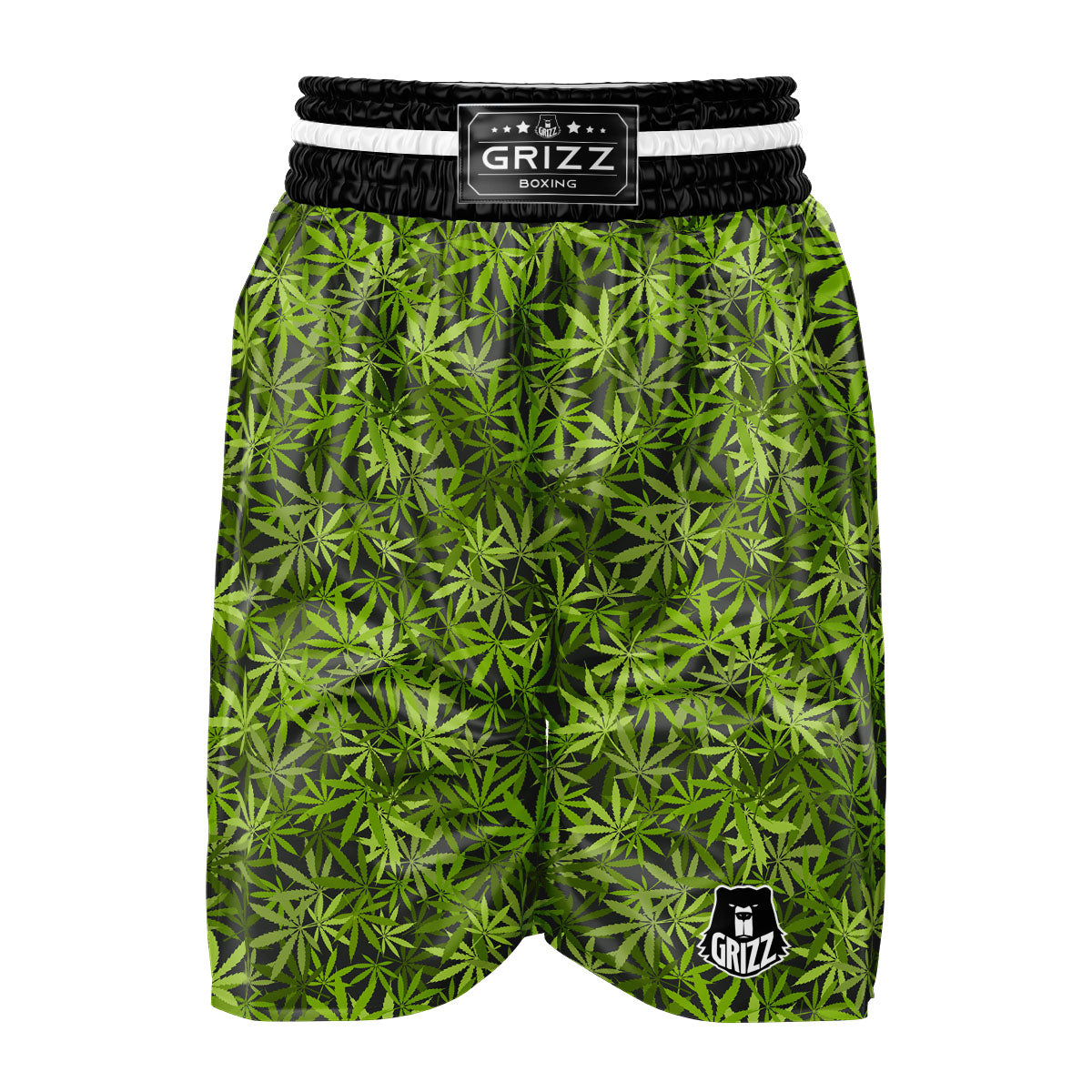 Pattern Leaf Marijuana Print Boxing Shorts-grizzshop