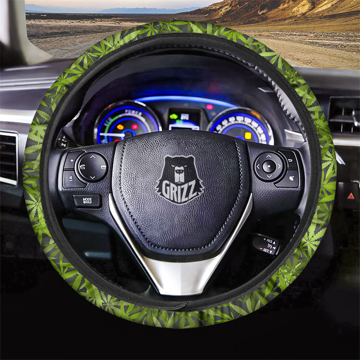 Pattern Leaf Marijuana Print Car Steering Wheel Cover-grizzshop