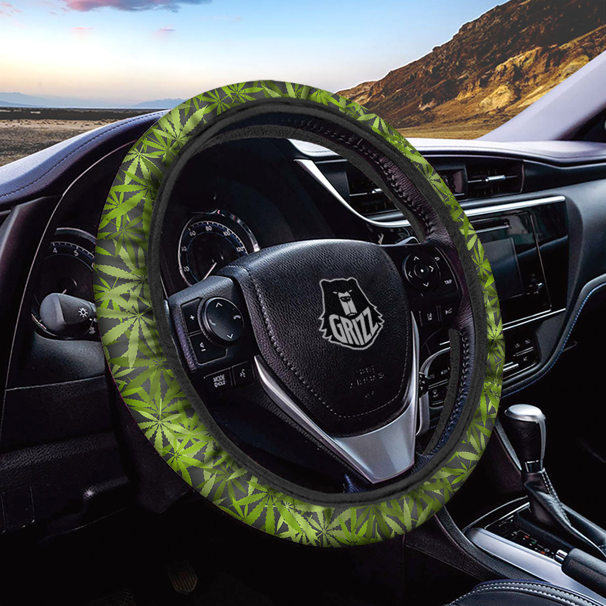 Pattern Leaf Marijuana Print Car Steering Wheel Cover-grizzshop