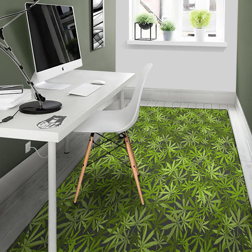 Pattern Leaf Marijuana Print Floor Mat-grizzshop