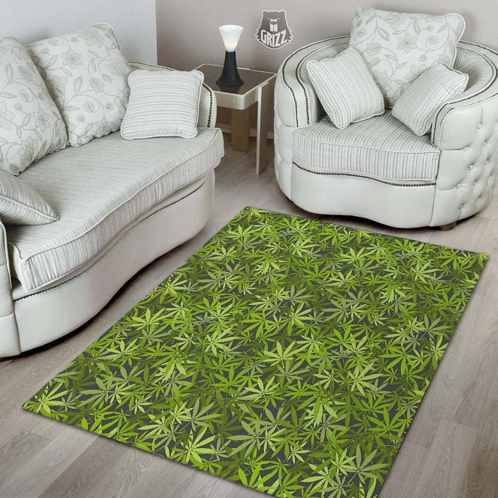 Pattern Leaf Marijuana Print Floor Mat-grizzshop