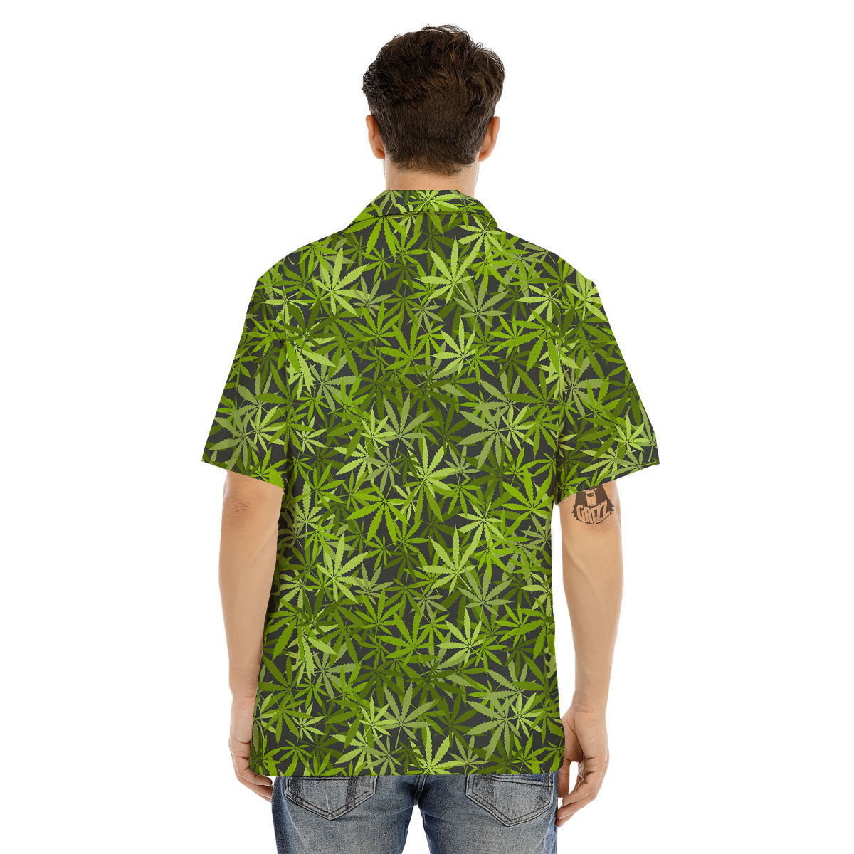 Pattern Leaf Marijuana Print Men's Hawaiian Shirt-grizzshop