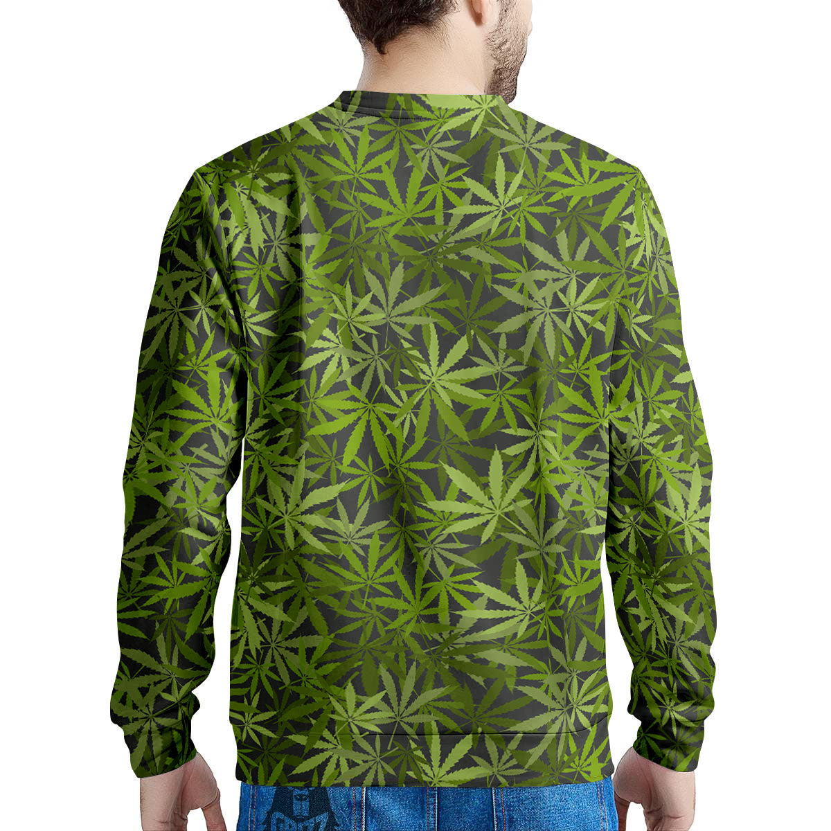 Pattern Leaf Marijuana Print Men's Sweatshirt-grizzshop