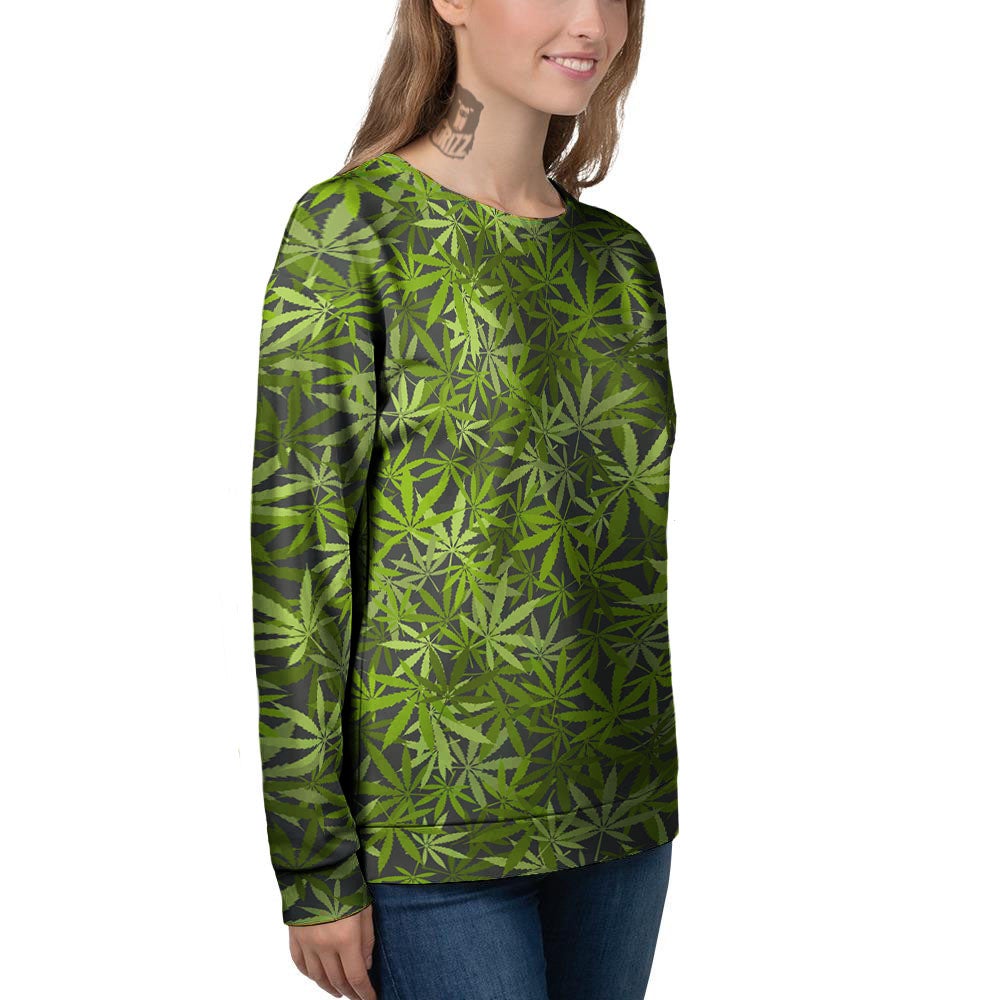 Pattern Leaf Marijuana Print Women's Sweatshirt-grizzshop