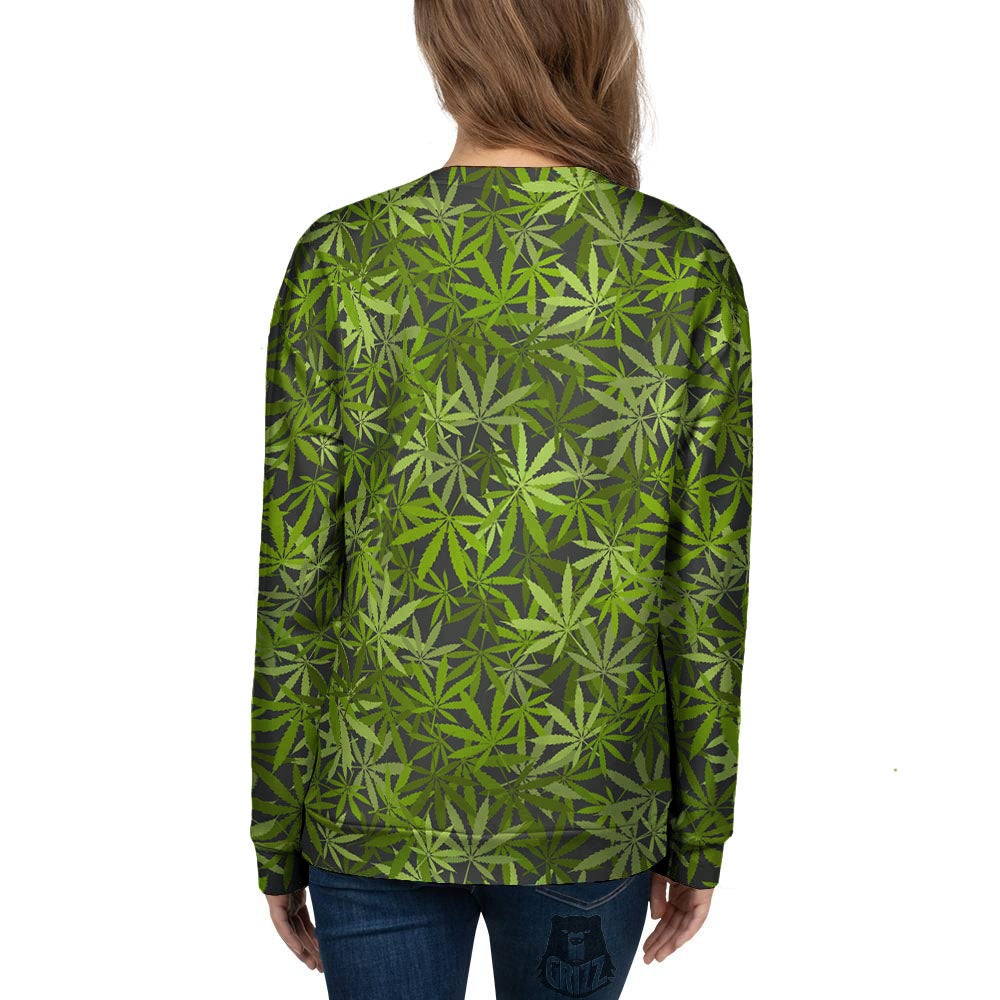 Pattern Leaf Marijuana Print Women's Sweatshirt-grizzshop