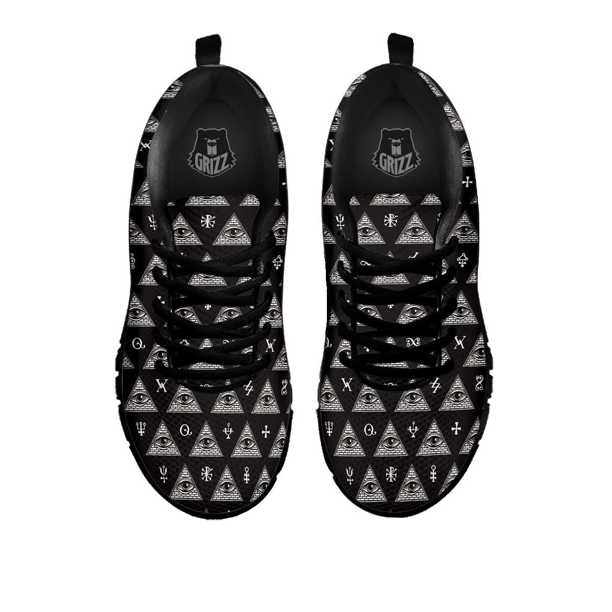 Pattern Masonic Eye Print Black Sneaker-grizzshop