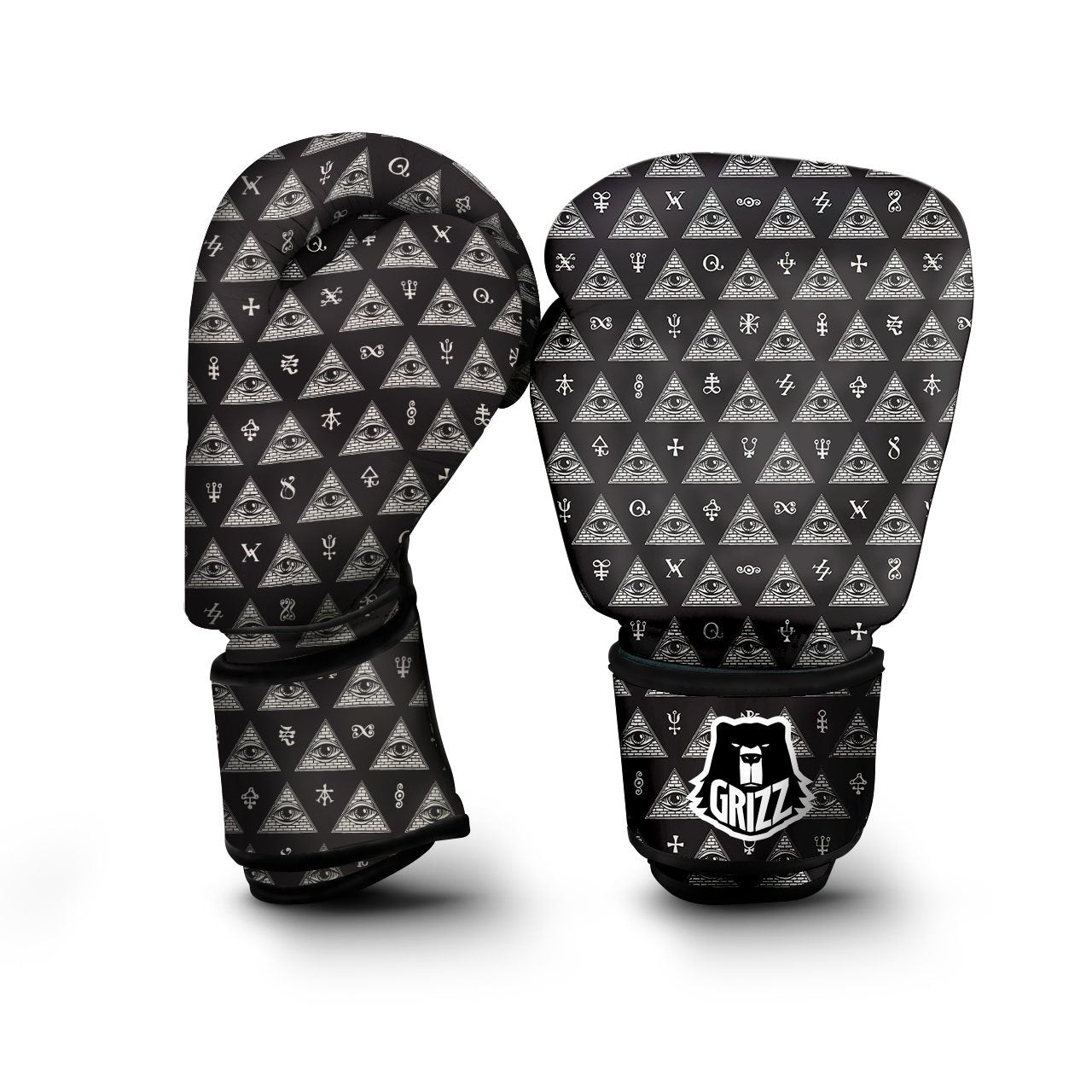 Pattern Masonic Eye Print Boxing Gloves-grizzshop