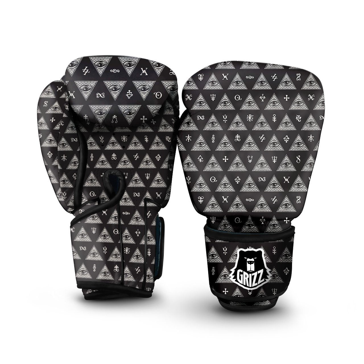 Pattern Masonic Eye Print Boxing Gloves-grizzshop