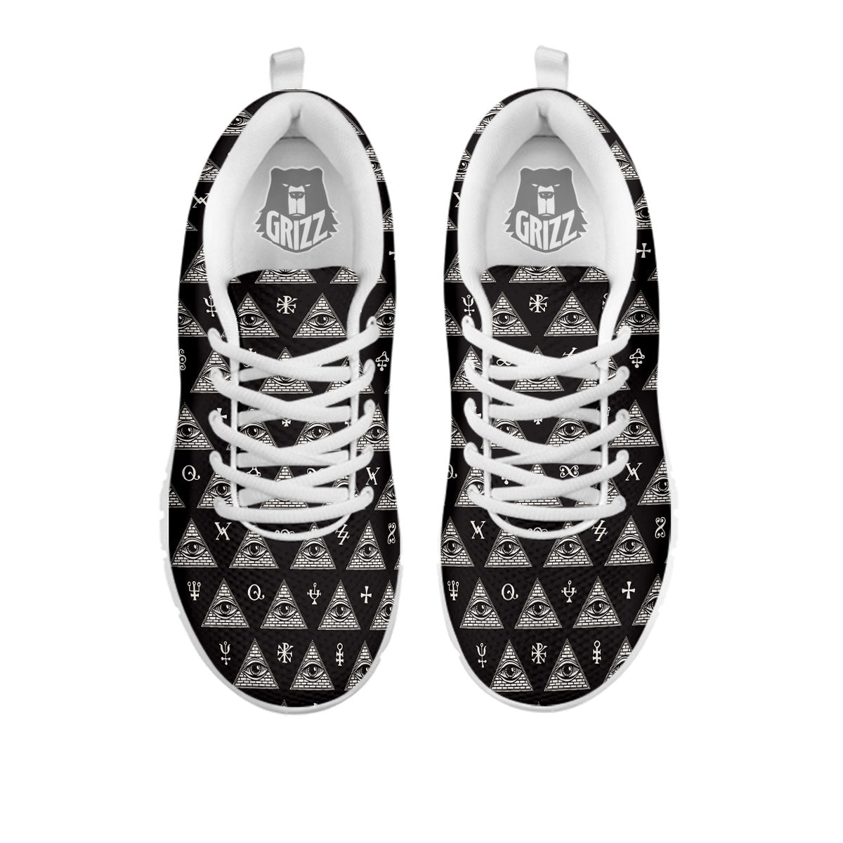 Pattern Masonic Eye Print White Sneaker-grizzshop