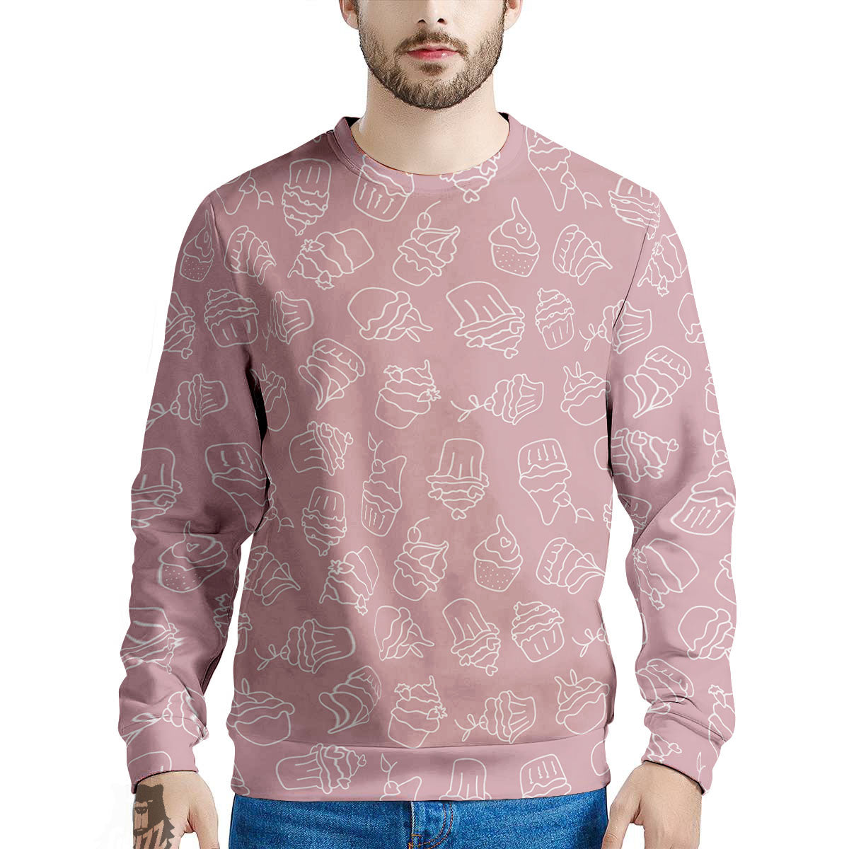 Pattern Mini Cupcake Print Men's Sweatshirt-grizzshop