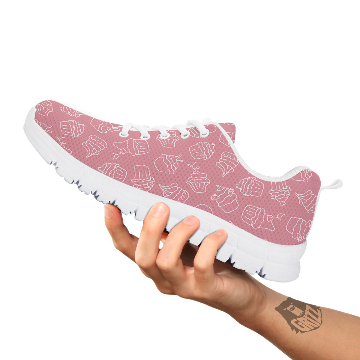 Pattern Mini Cupcake Print White Sneaker-grizzshop