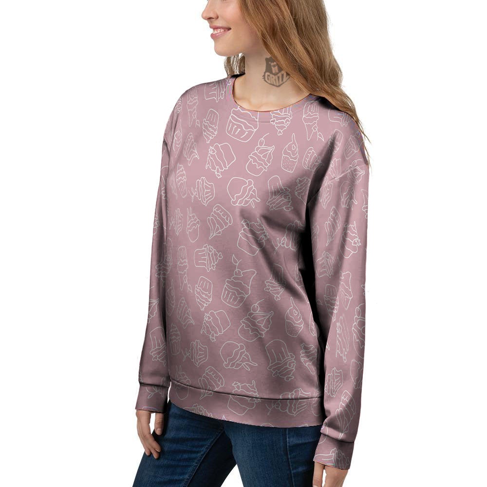 Pattern Mini Cupcake Print Women's Sweatshirt-grizzshop