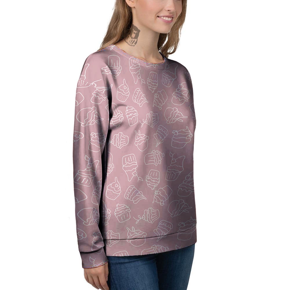 Pattern Mini Cupcake Print Women's Sweatshirt-grizzshop