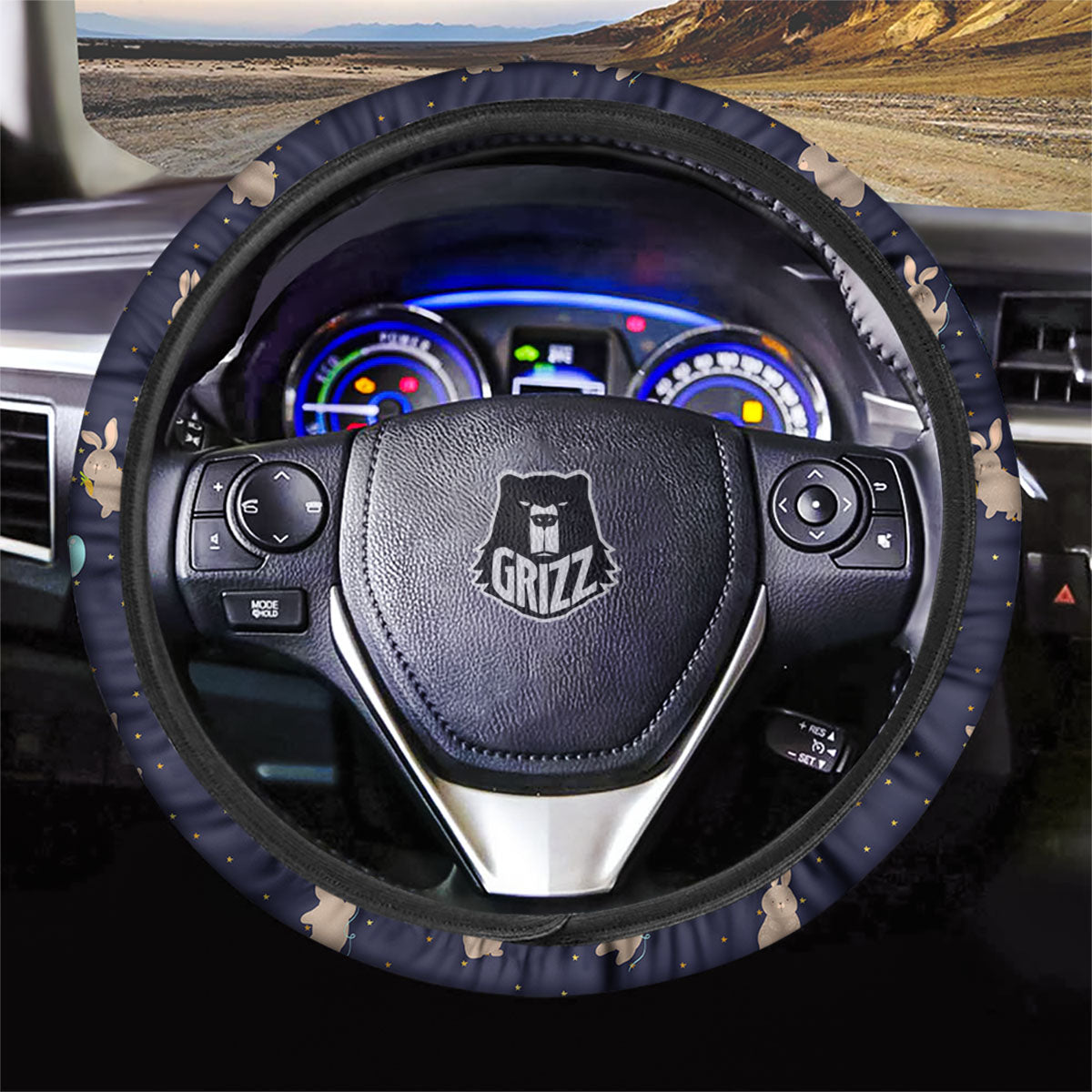 Pattern Mini Rabbit Print Car Steering Wheel Cover-grizzshop