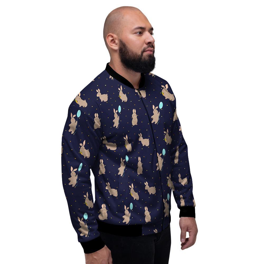 Pattern Mini Rabbit Print Men's Bomber Jacket-grizzshop