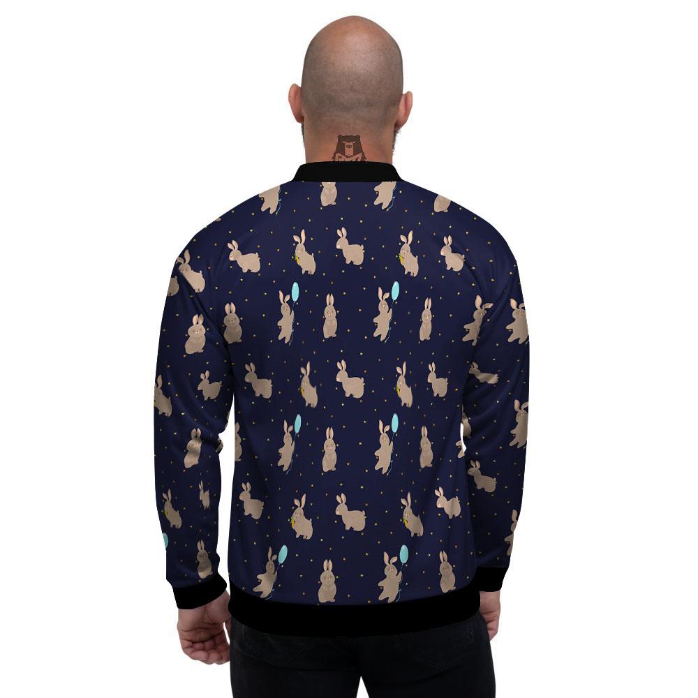 Pattern Mini Rabbit Print Men's Bomber Jacket-grizzshop