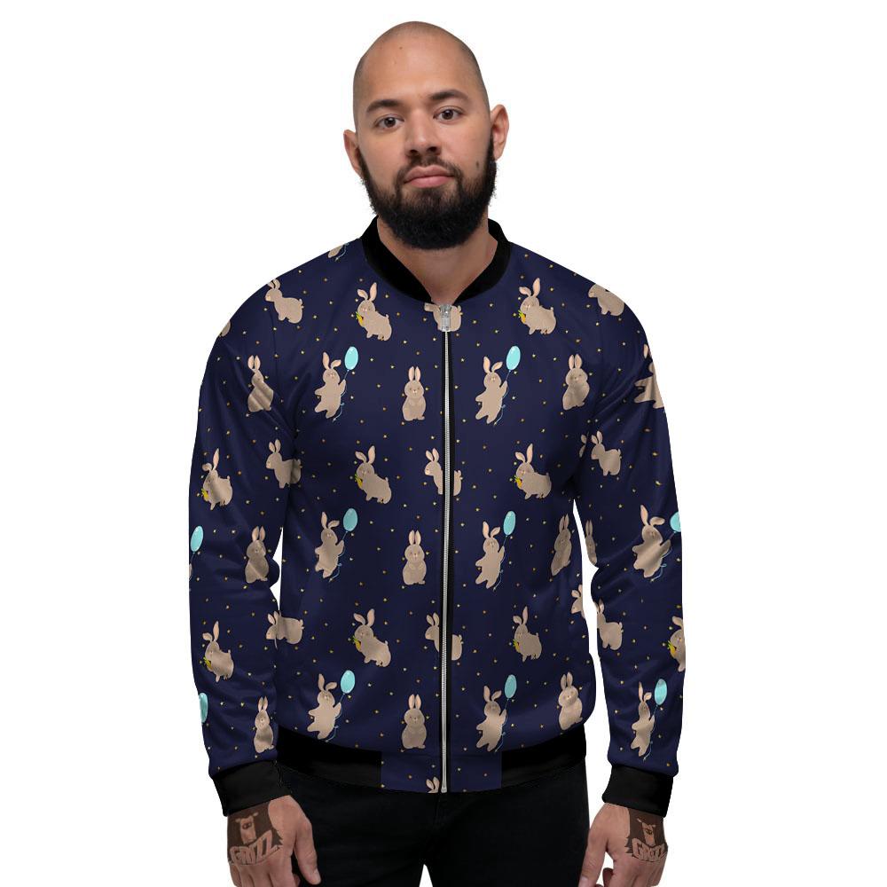 Pattern Mini Rabbit Print Men's Bomber Jacket-grizzshop