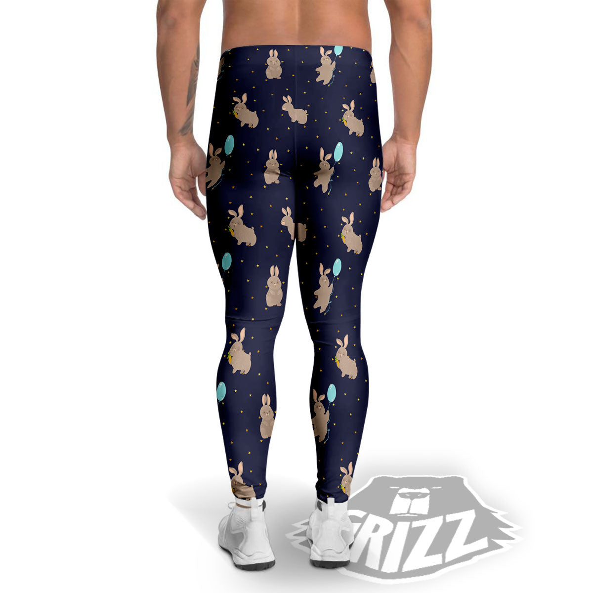 Pattern Mini Rabbit Print Men's Leggings-grizzshop