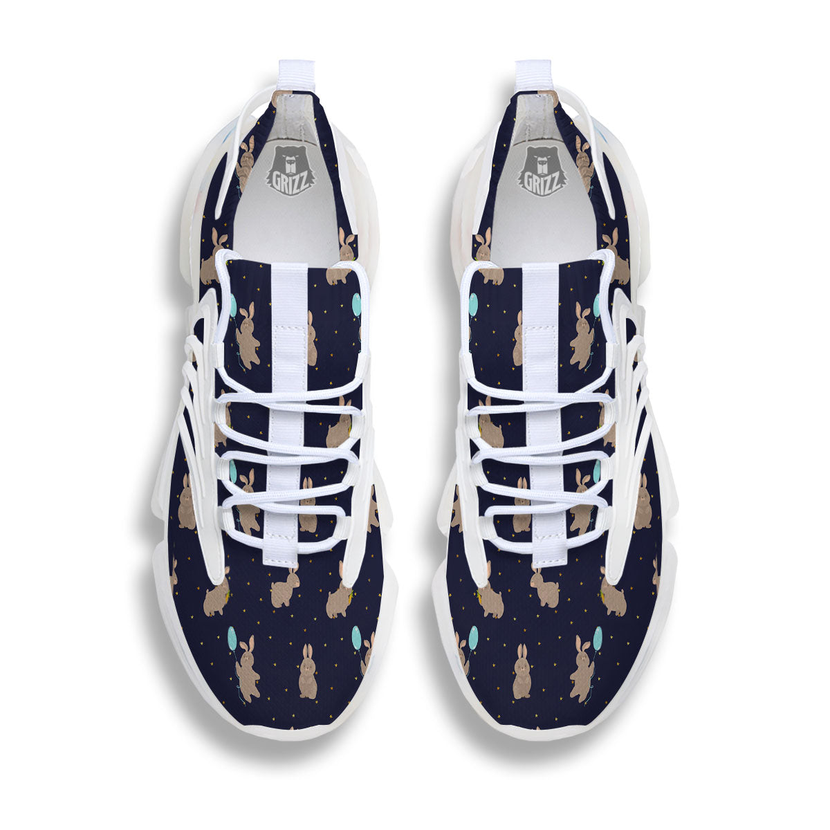 Pattern Mini Rabbit Print White Gym Shoes-grizzshop